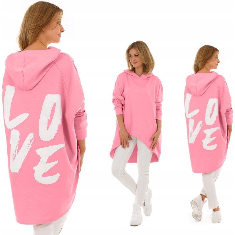 Fashionweek Dámska mikina Oversized bavlnená mikina s kapucňou LOVE 48750569