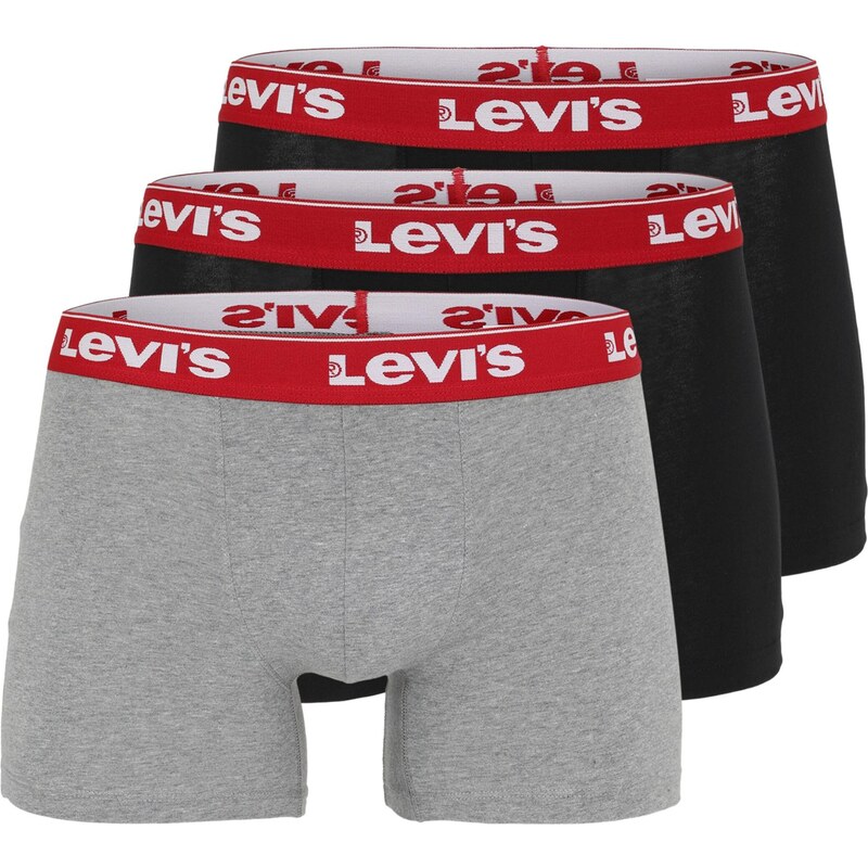 LEVIS Boxerky sivá melírovaná / červená / čierna / šedobiela 65311270