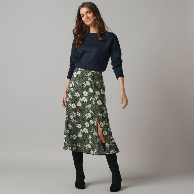 Dlhá sukňa s potlačou khaki/ražná 052 Blancheporte 65312662