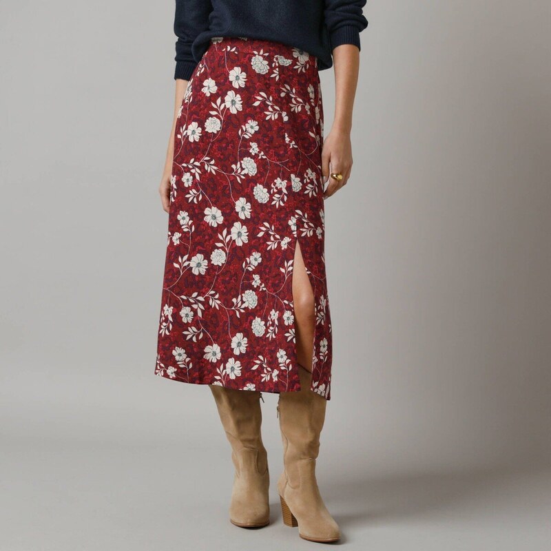 Dlhá sukňa s potlačou bordó/prírodná 052 Blancheporte 65312661