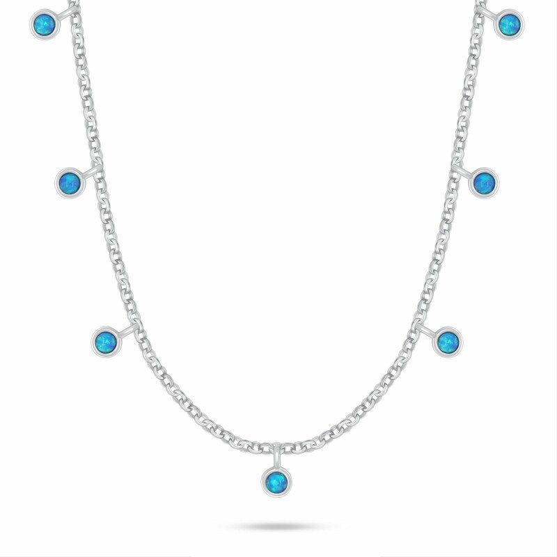 Brilio Silver Hravý strieborný náhrdelník s modrými syntetickými 66580877