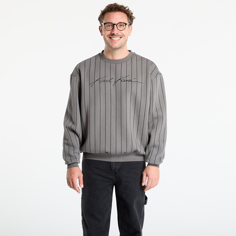 Mikina Karl Kani Autograph Pinstripe Sweat Os Crewneck Grey S 65317559