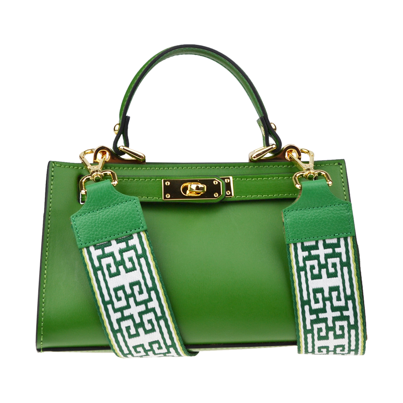 Zelená kožená talianska kabelka Anita Verde s prídavným pruhom 65317794