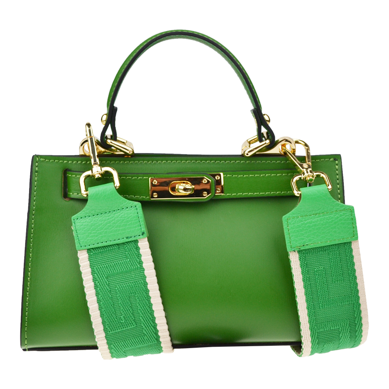 Zelená kožená talianska kabelka Anita Verde s prídavným pruhom IV 65317797