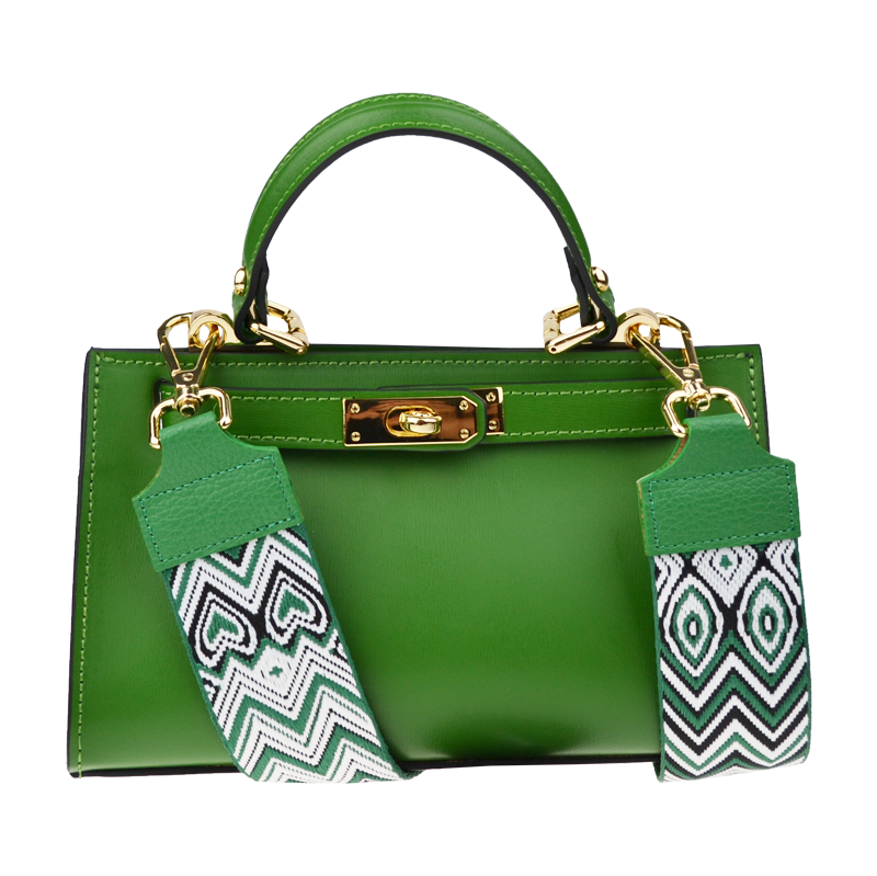 Zelená kožená talianska kabelka Anita Verde s prídavným pruhom V 65317798