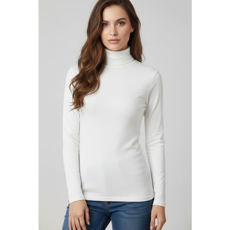 Glara Dámsky bavlnený rolák s dlhými rukávmi 27386564