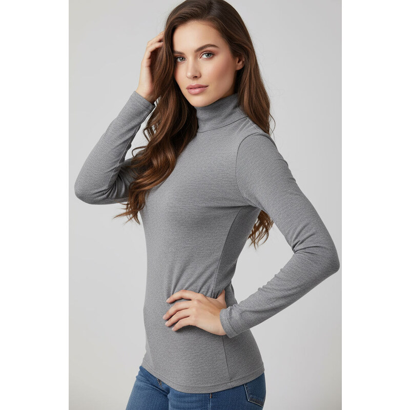 Glara Dámsky bavlnený rolák s dlhými rukávmi 27386566