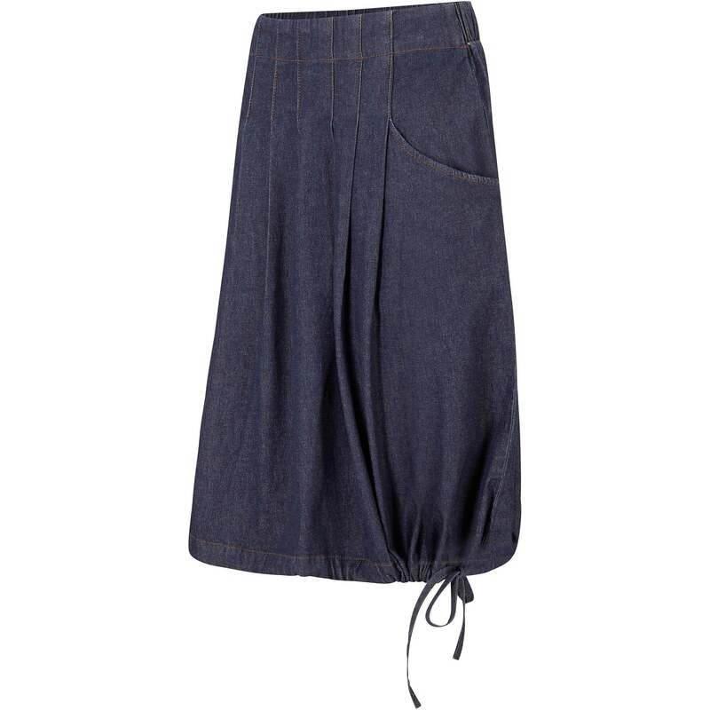 bonprix Džínsová sukňa so záhybmi, s pohodlným pásom a šnúrkou na 44790913