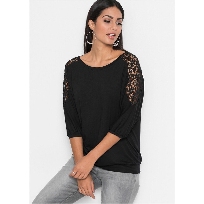 bonprix Oversized tričko z viskózovéhom mixu, farba čierna 44741314