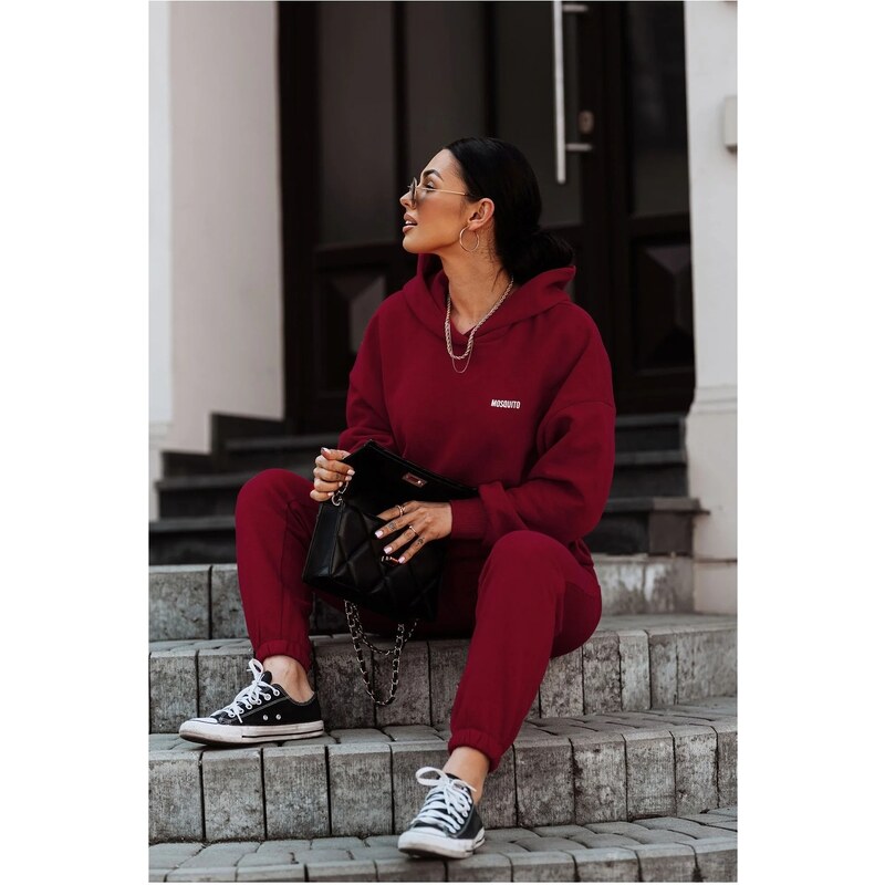 Mosquito Dámska tepláková mikina s kapucňou Pure Deep Cherry bordová, 65546782