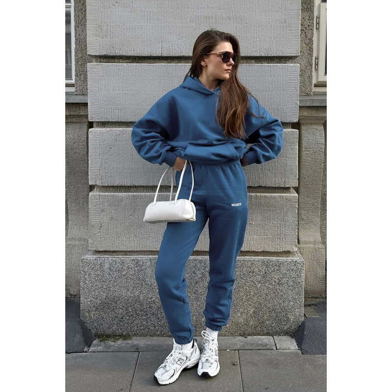 Mosquito Dámska tepláková mikina s kapucňou Pure Jeans Blue modrá, 65319830