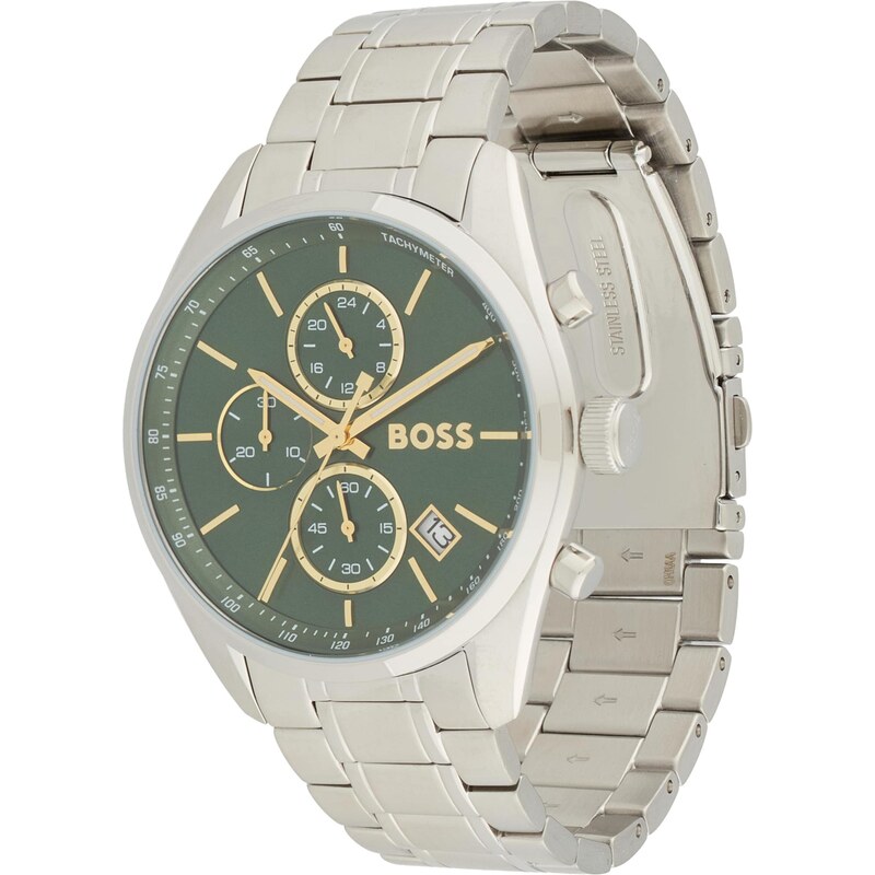 BOSS Analógové hodinky Grand Prix 44 zelená / tmavozelená / strieborná 65323862