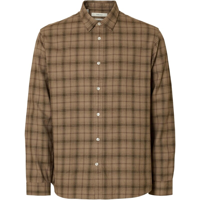 SELECTED Košeľa SLHNOAH svetlohnedá / tmavohnedá 65922380