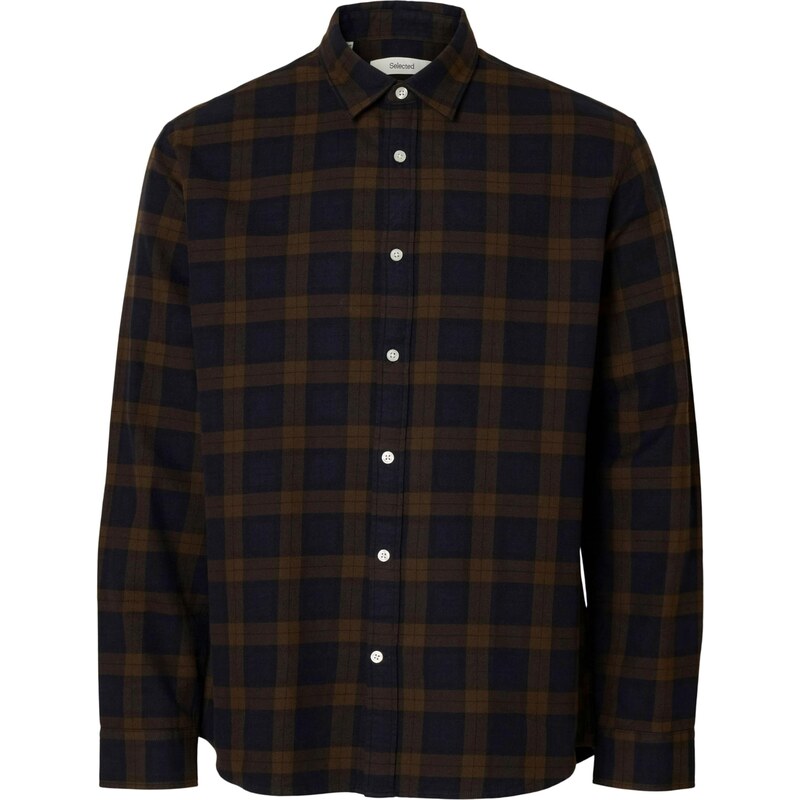 SELECTED Košeľa SLHNoah tmavomodrá / čokoládová 65922381