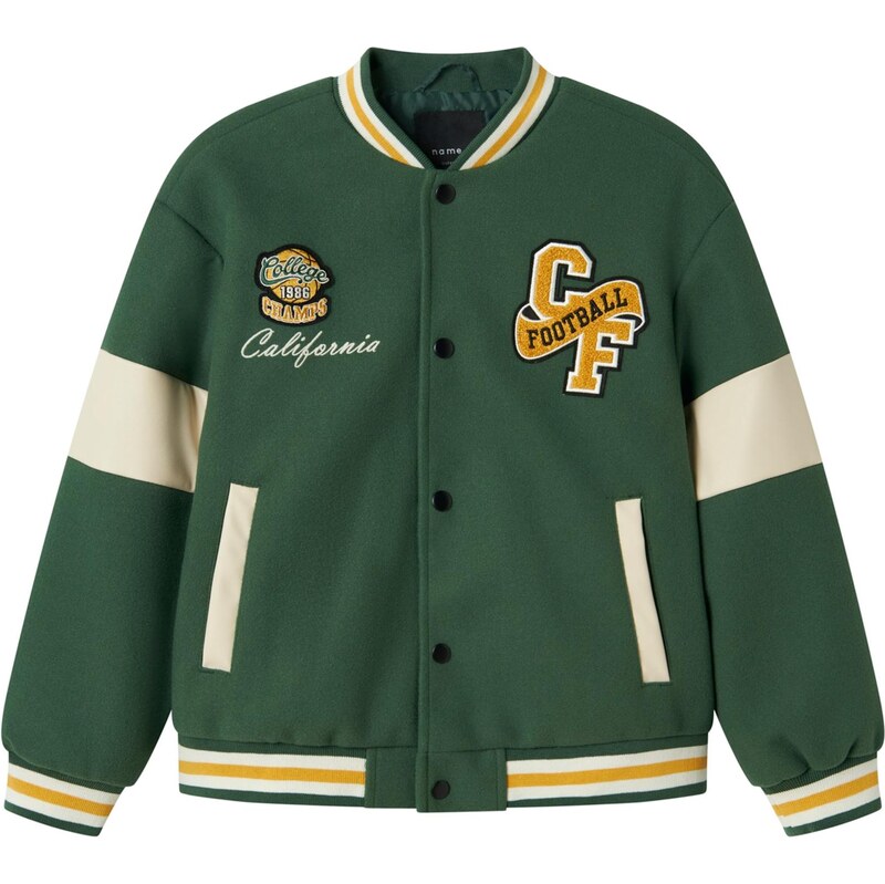 NAME IT Prechodná bunda NKMMIKADO béžová / tmavozelená / čierna 65619565