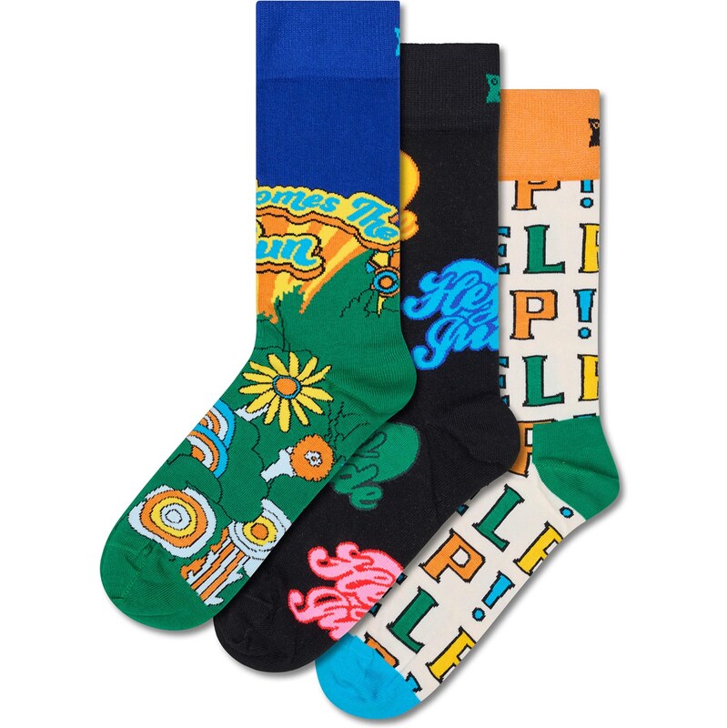 Happy Socks Ponožky The Beatles enciánová / trávovo zelená / čierna / 65323308