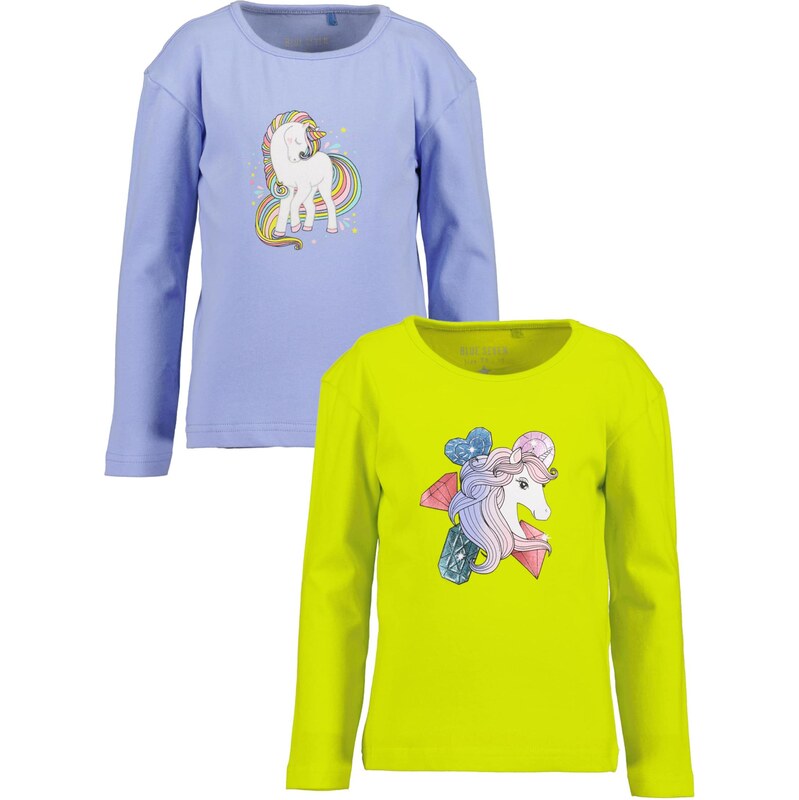 BLUE SEVEN Tričko modrá denim / neónovo žltá / ružová / biela 65843759