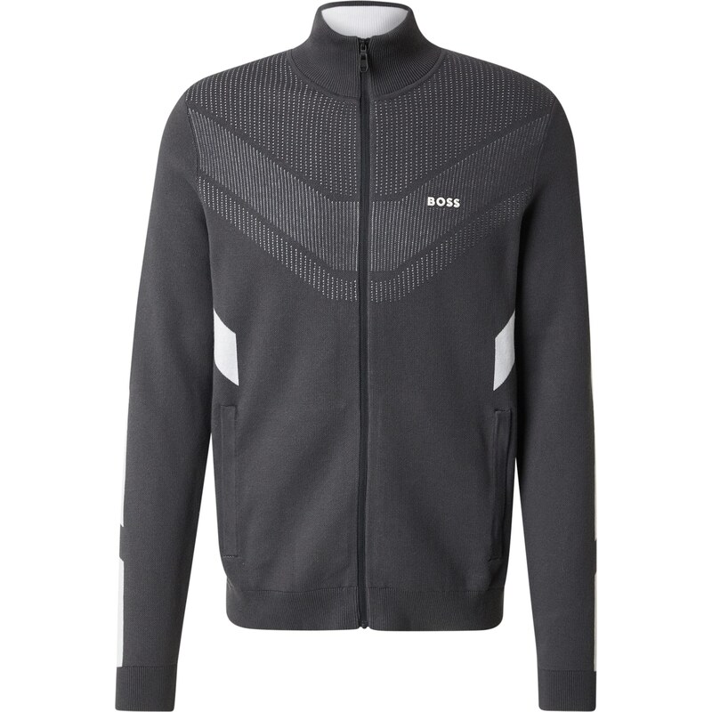 BOSS Športový kardigán tmavosivá / biela 63806634