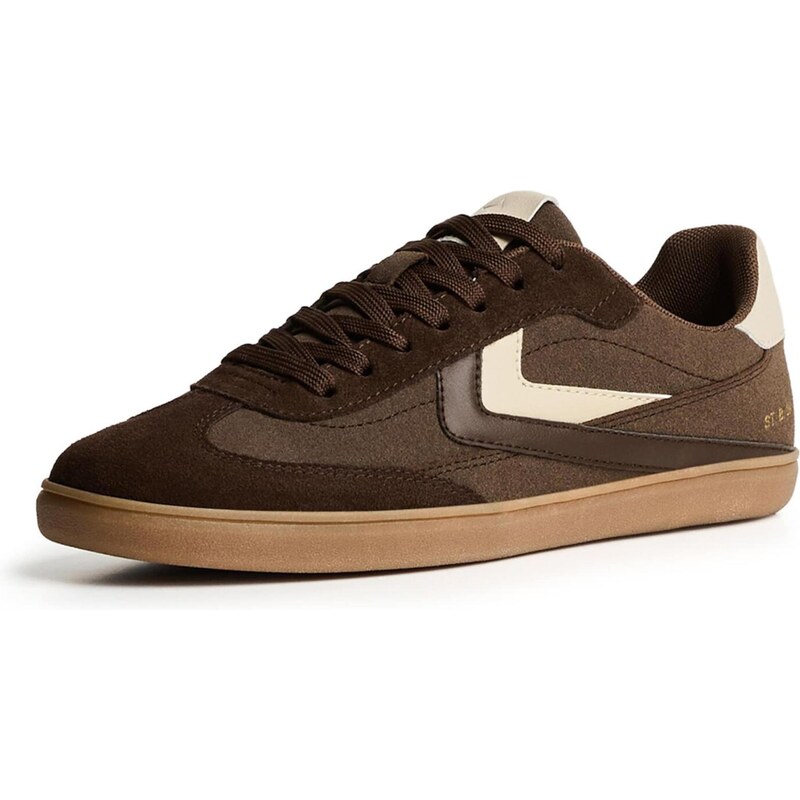 Bershka Nízke tenisky nebielená / čokoládová / hnedá 66145192