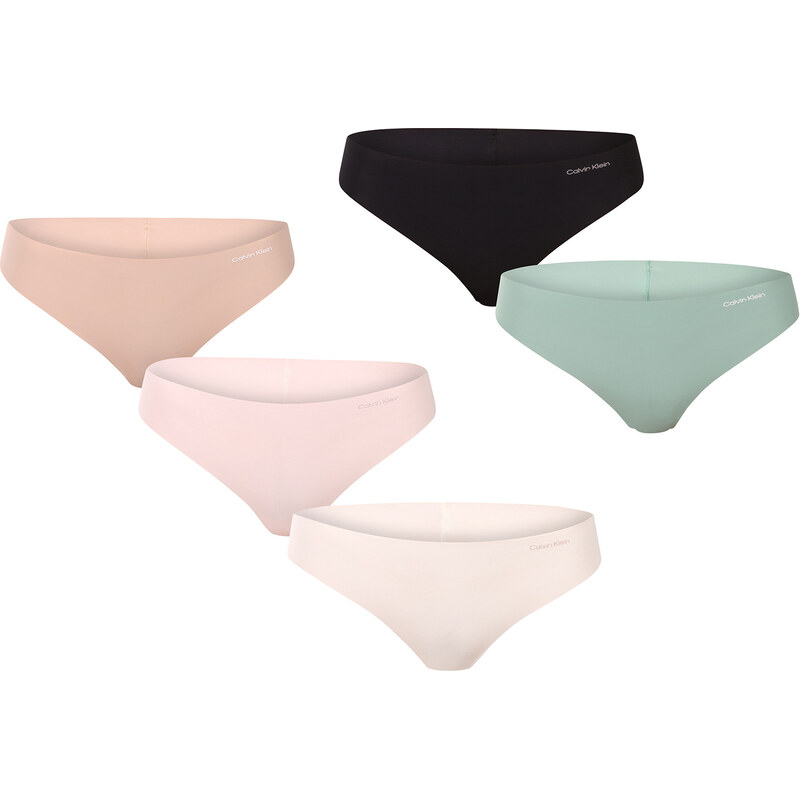 5PACK dámska tanga Calvin Klein bezšvové viacfarebné (QD3556E-31N) 65328345