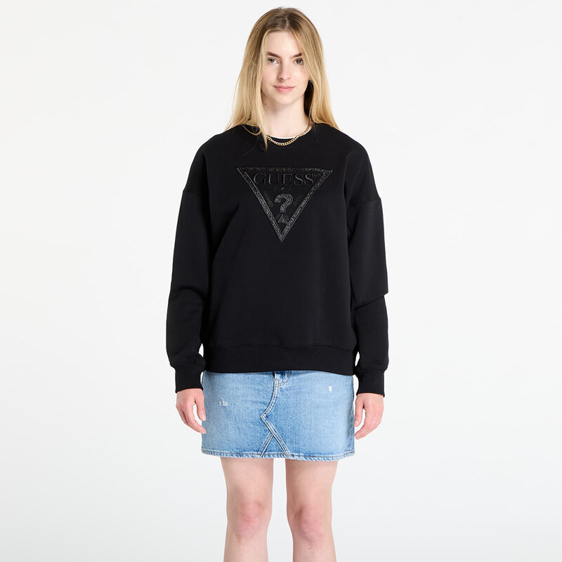 Mikina GUESS Ls Triangle Glitter Sweatshirt Black L 65330291