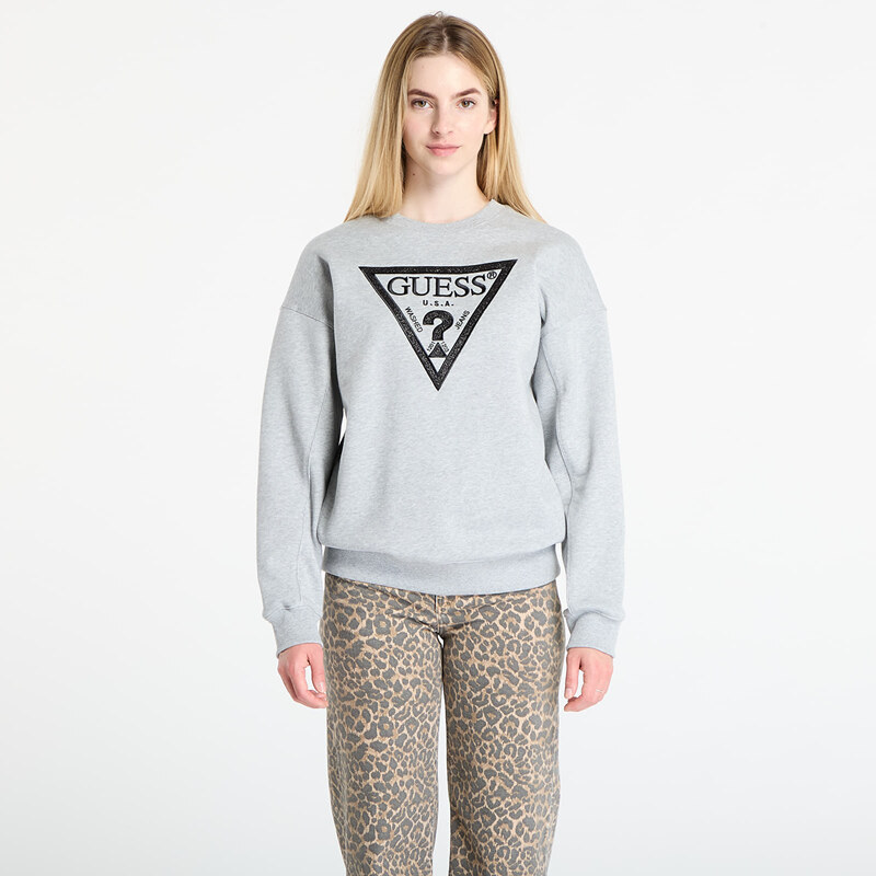 Mikina GUESS Ls Triangle Glitter Sweatshirt Grey S 65330288