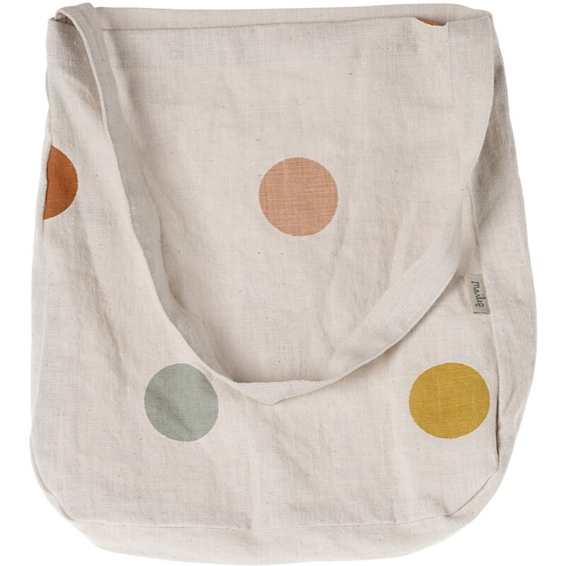 Maileg Ľanová taška Tote Multi Dots One strap 65330656
