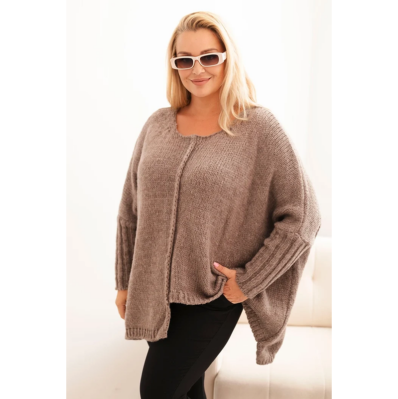 Kesi Dámsky sveter Plus Size IT86 s voľným strihom a 3/4 rukávom 65364889