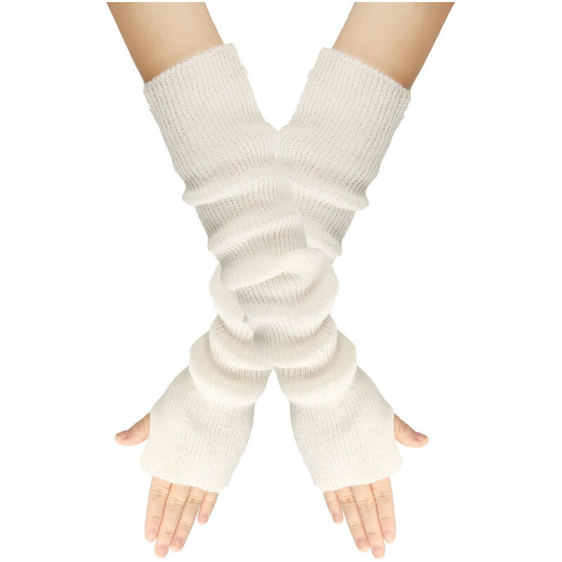 Cixi Dlhé rukavice bez prstov pletené 55cm Biele 65227805