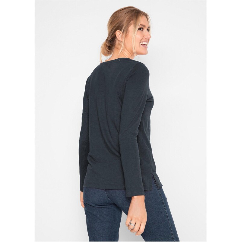 bonprix Tričko s dlhým rukávom a s poltačou sovy, farba čierna 44789702