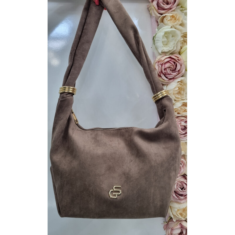 E-shop Katrins Fashion Semišová hnedá kabelka na plece Grosso