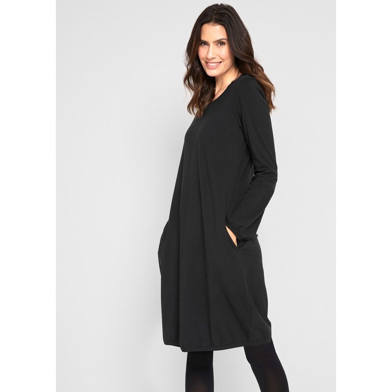 bonprix Balónové šaty z bavlny, farba čierna 62159385