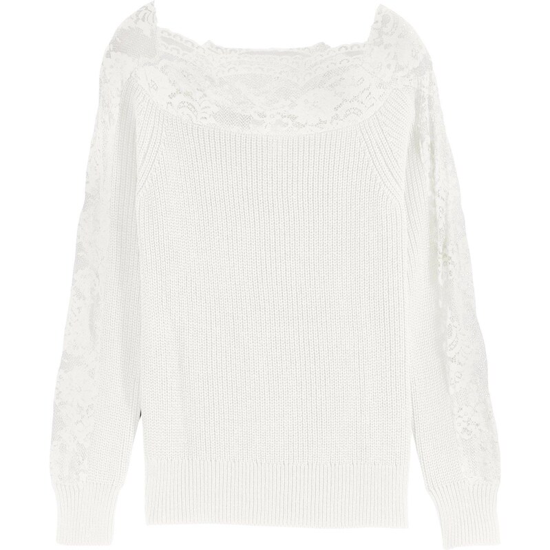 bonprix Pulóver s čipkou, farba biela 65348785