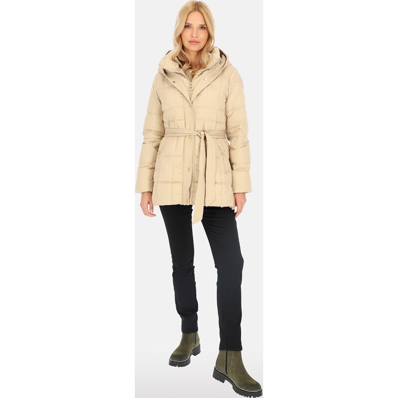 Perso Svetlo béžová dámska krátka páperová bunda s kapucňou a 65351088
