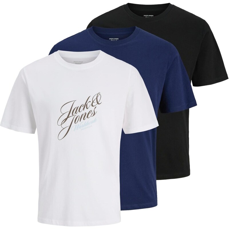 JACK & JONES Tričko JORINWOOD námornícka modrá / hnedá / čierna / 65353492