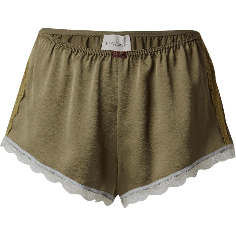 LOVE Stories Pyžamové nohavice olivová / biela 65892689