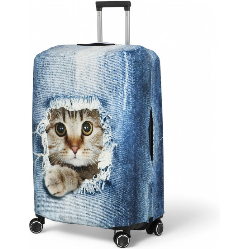 ORMI Obal na kufor Travel Kočka veľkosť M, džínsovo modrý 66437432