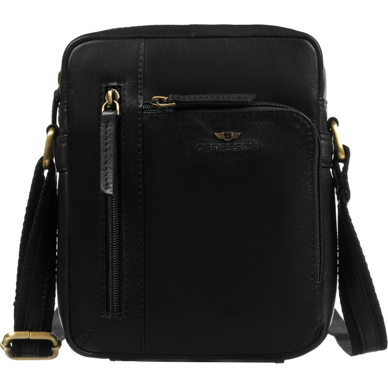 Peterson Čierna pánska kožená taška cez rameno z pravej kože PTN YP002 66211141