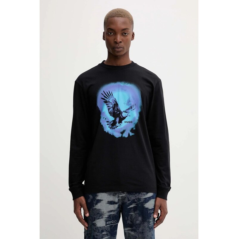 Bavlnené tričko s dlhým rukávom Hugo Blue Nagtox 65376925