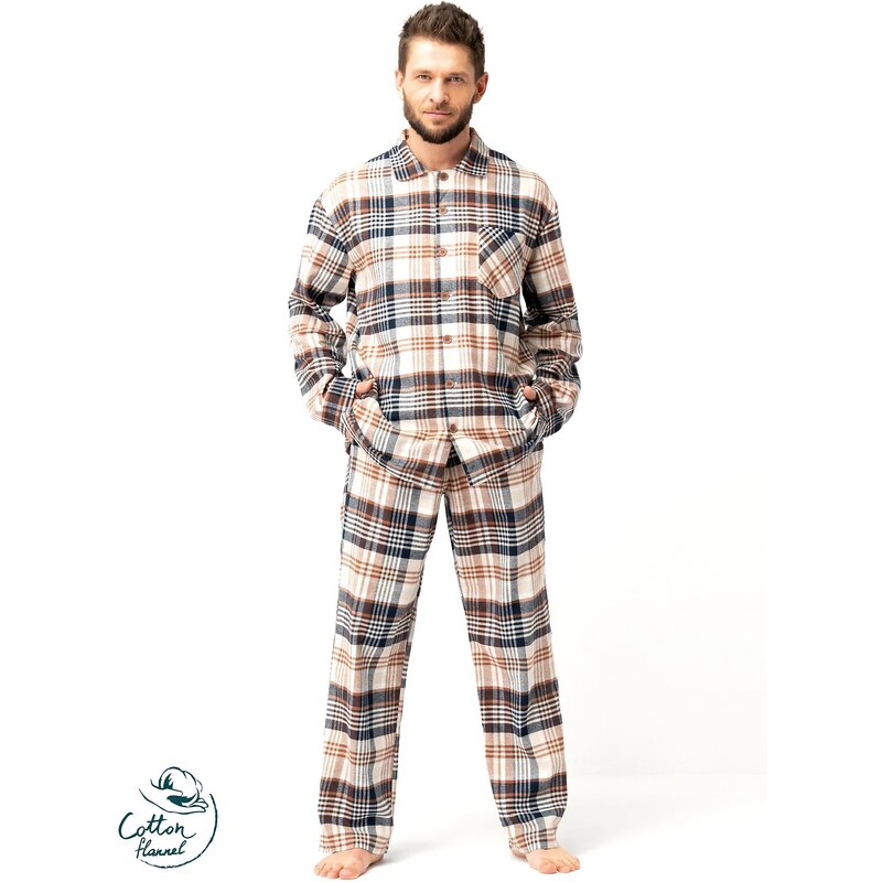Pánske flanelové pyžamo Key MNS 443 3XL-4XL 65125824