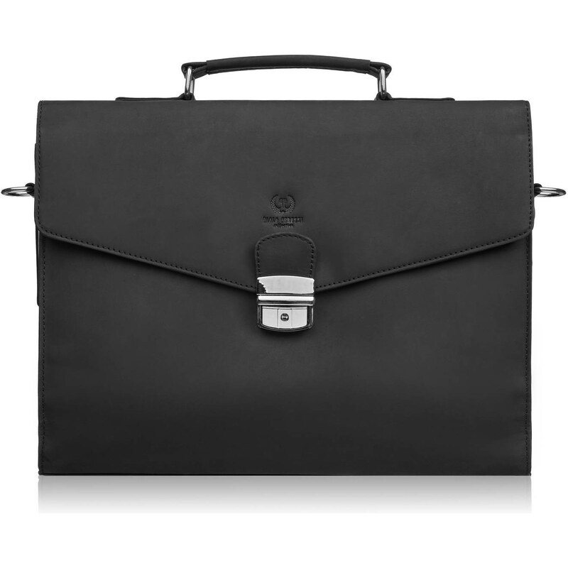 Paolo Peruzzi Pánska kožená aktovka s kľúčom, vintage | čierna T-146 65363771