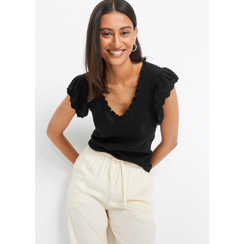 bonprix Pletené tričko, farba čierna 67115972