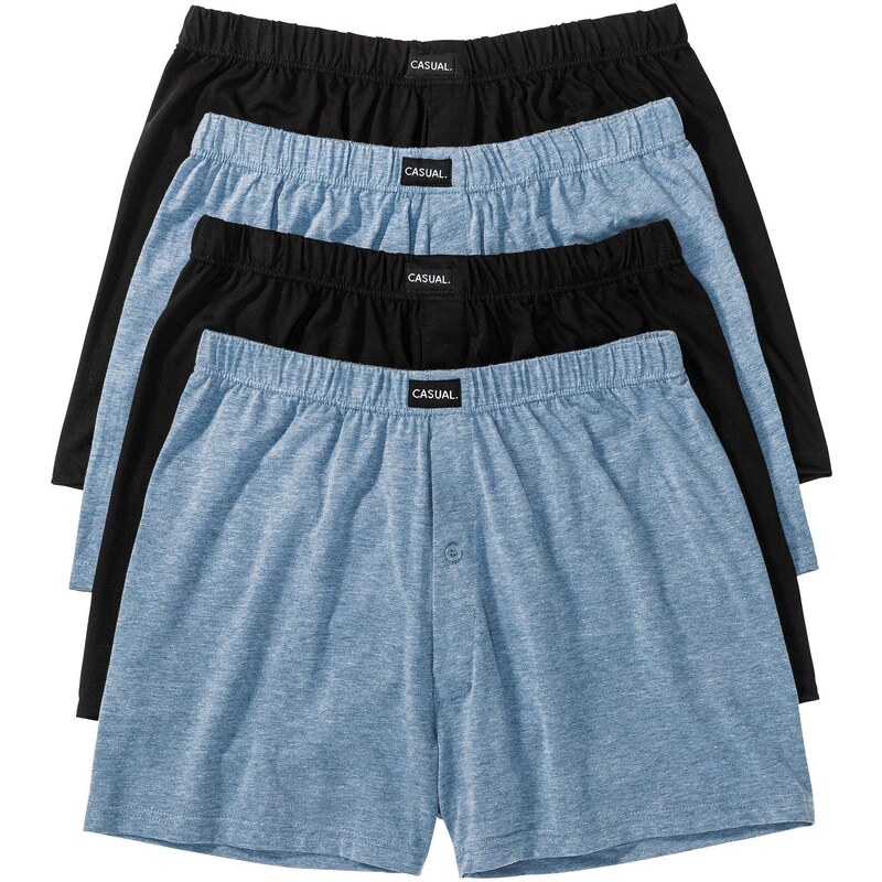 bonprix Voľné džersejové boxerky s mäkkou bavlnou (4 ks), farba modrá 44742474