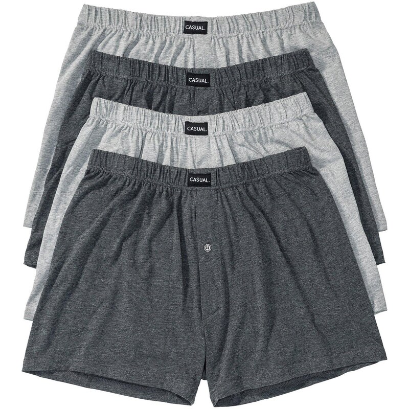 bonprix Voľné džersejové boxerky s mäkkou bavlnou (4 ks), farba šedá 44742475