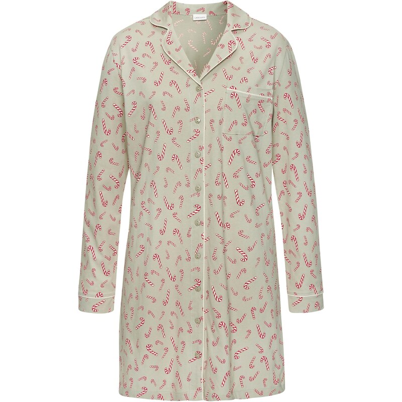 LASCANA Nočná košieľka pastelovo zelená / tmavočervená / biela 65655246