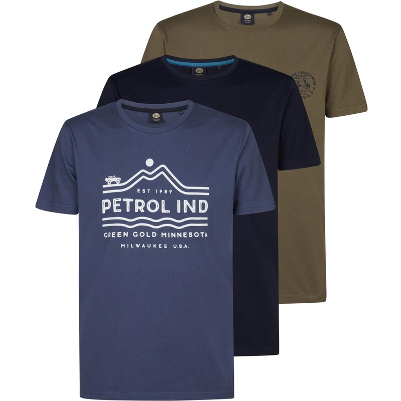 Petrol Industries Tričko Wichita indigo / olivová / čierna 65660123