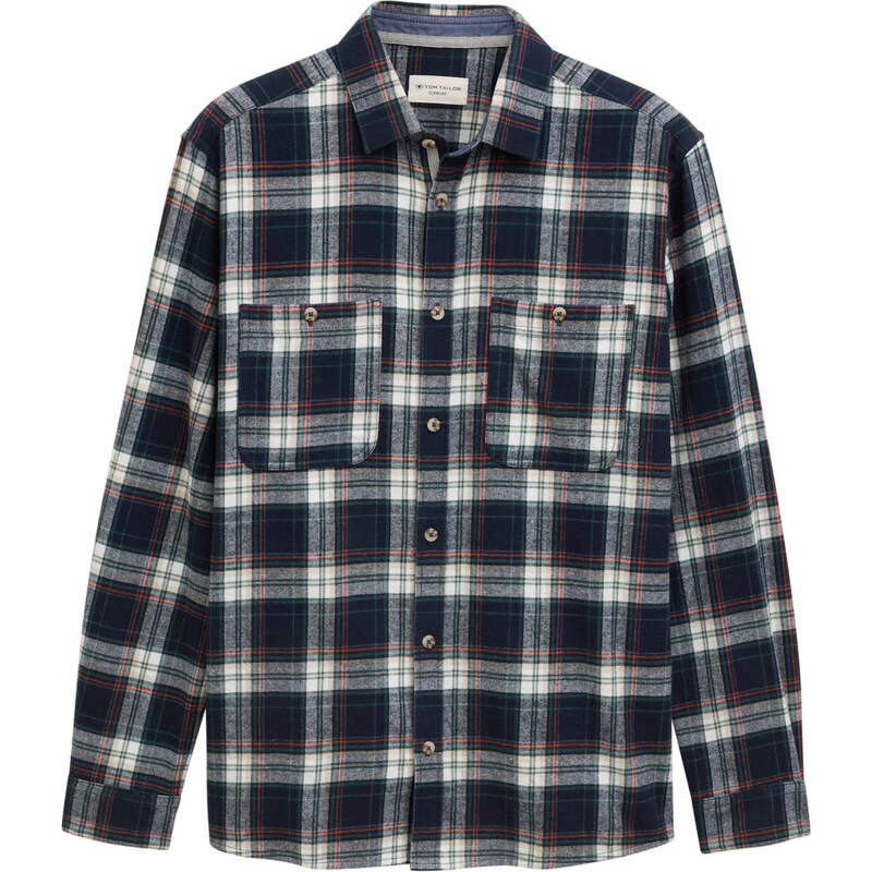 TOM TAILOR Košeľa námornícka modrá / tmavozelená / svetločervená / 66008441