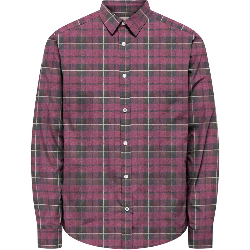 Only & Sons Košeľa ONSKIM vínovo červená / čierna / biela 65663956