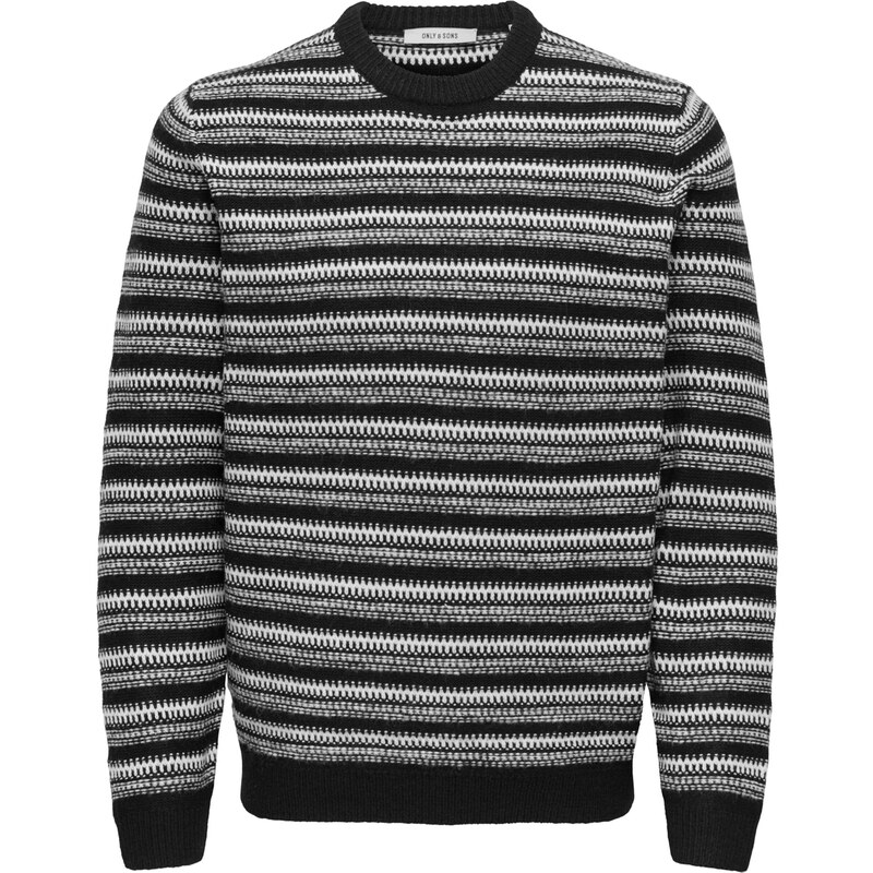 Only & Sons Sveter ONSMING čierna / biela 65861813