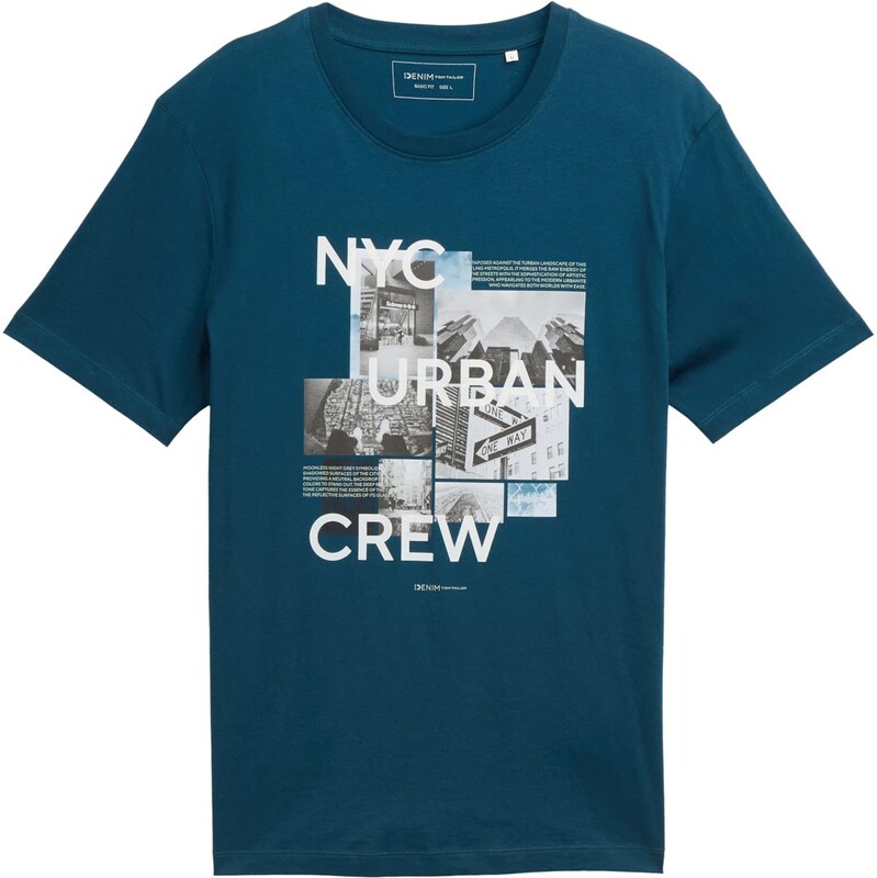 TOM TAILOR DENIM Tričko sivá / tmavosivá / petrolejová / biela 65365523